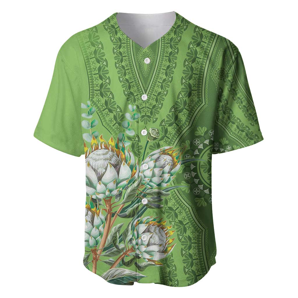 Afro King Proteas Dashiki Motif Baseball Jersey Green Style LT9