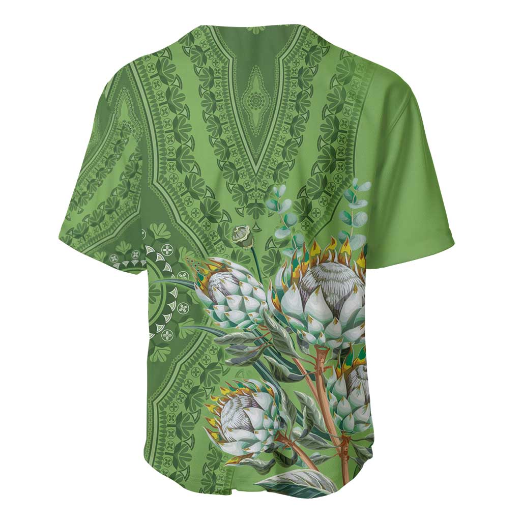 Afro King Proteas Dashiki Motif Baseball Jersey Green Style LT9