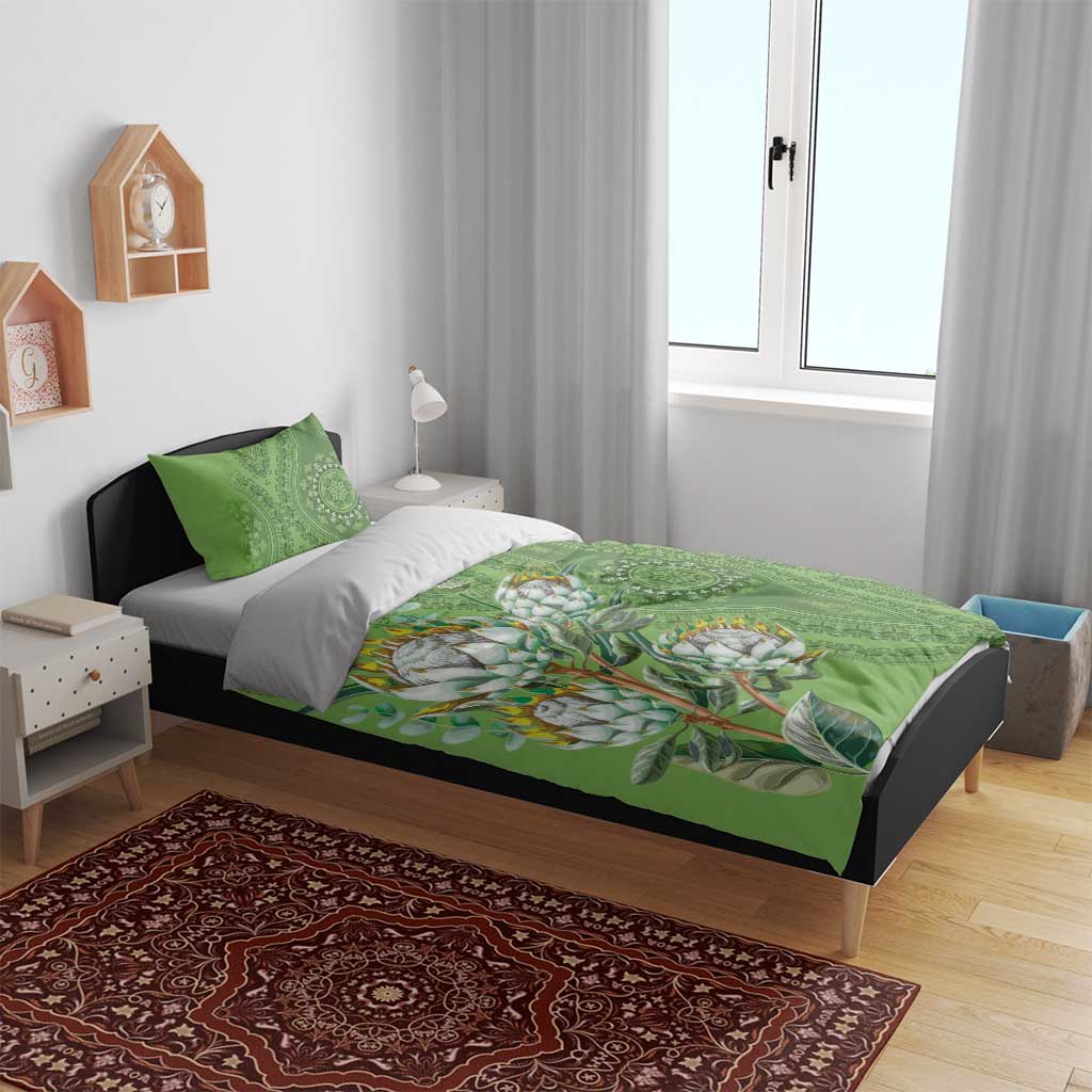 Afro King Proteas Dashiki Motif Bedding Set Green Style LT9