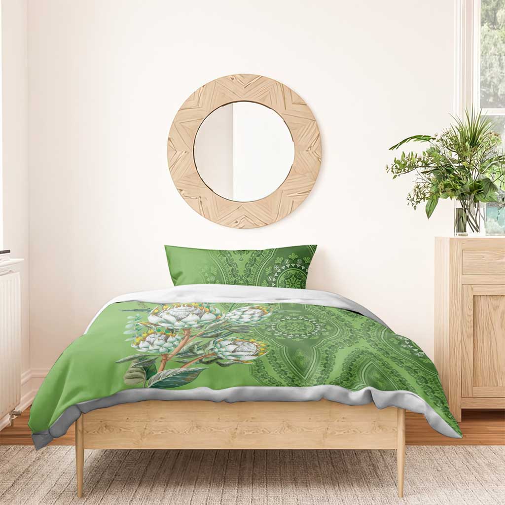 Afro King Proteas Dashiki Motif Bedding Set Green Style LT9