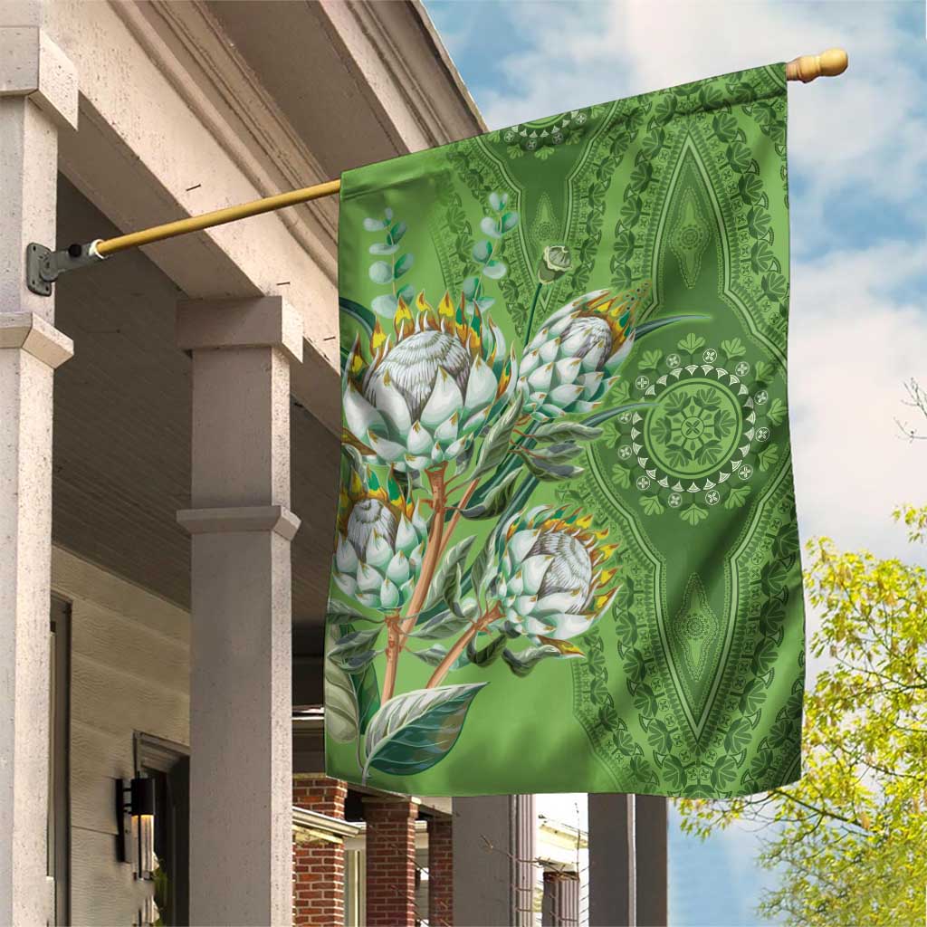 Afro King Proteas Dashiki Motif Garden Flag Green Style LT9
