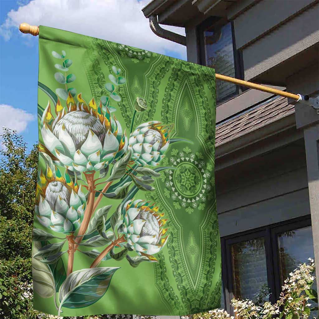 Afro King Proteas Dashiki Motif Garden Flag Green Style LT9