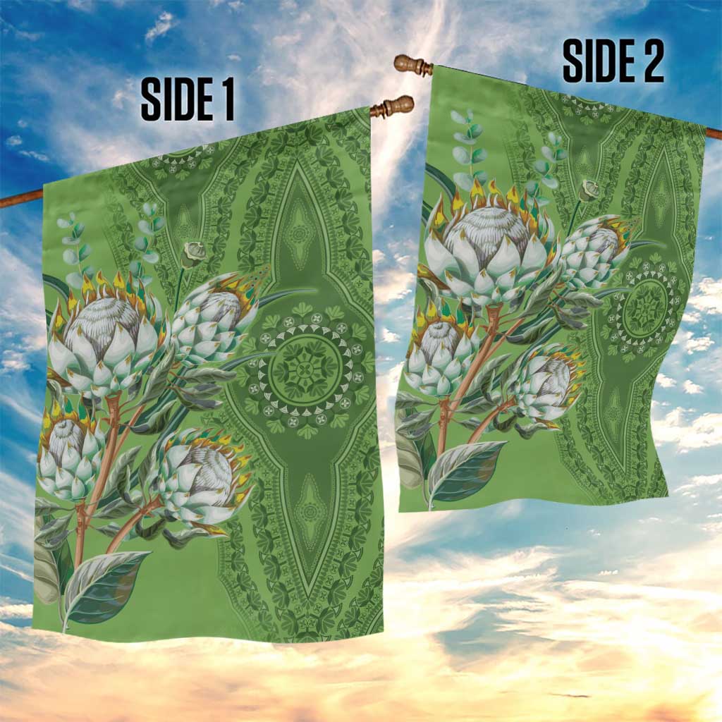 Afro King Proteas Dashiki Motif Garden Flag Green Style LT9
