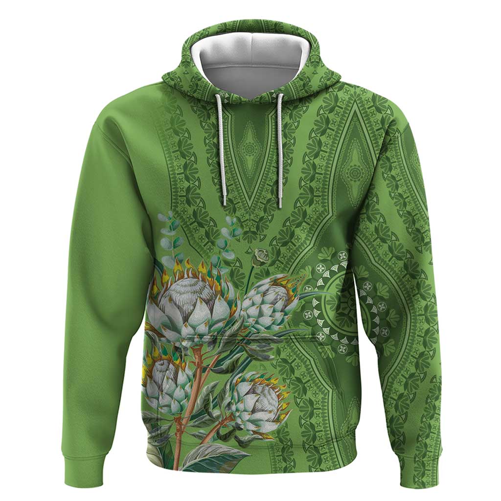Africa King Proteas Dashiki Motif Hoodie Green Style LT9