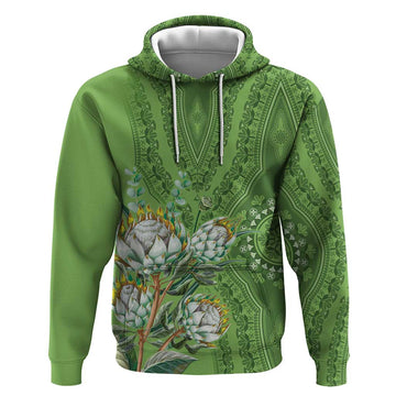 Africa King Proteas Dashiki Motif Hoodie Green Style LT9