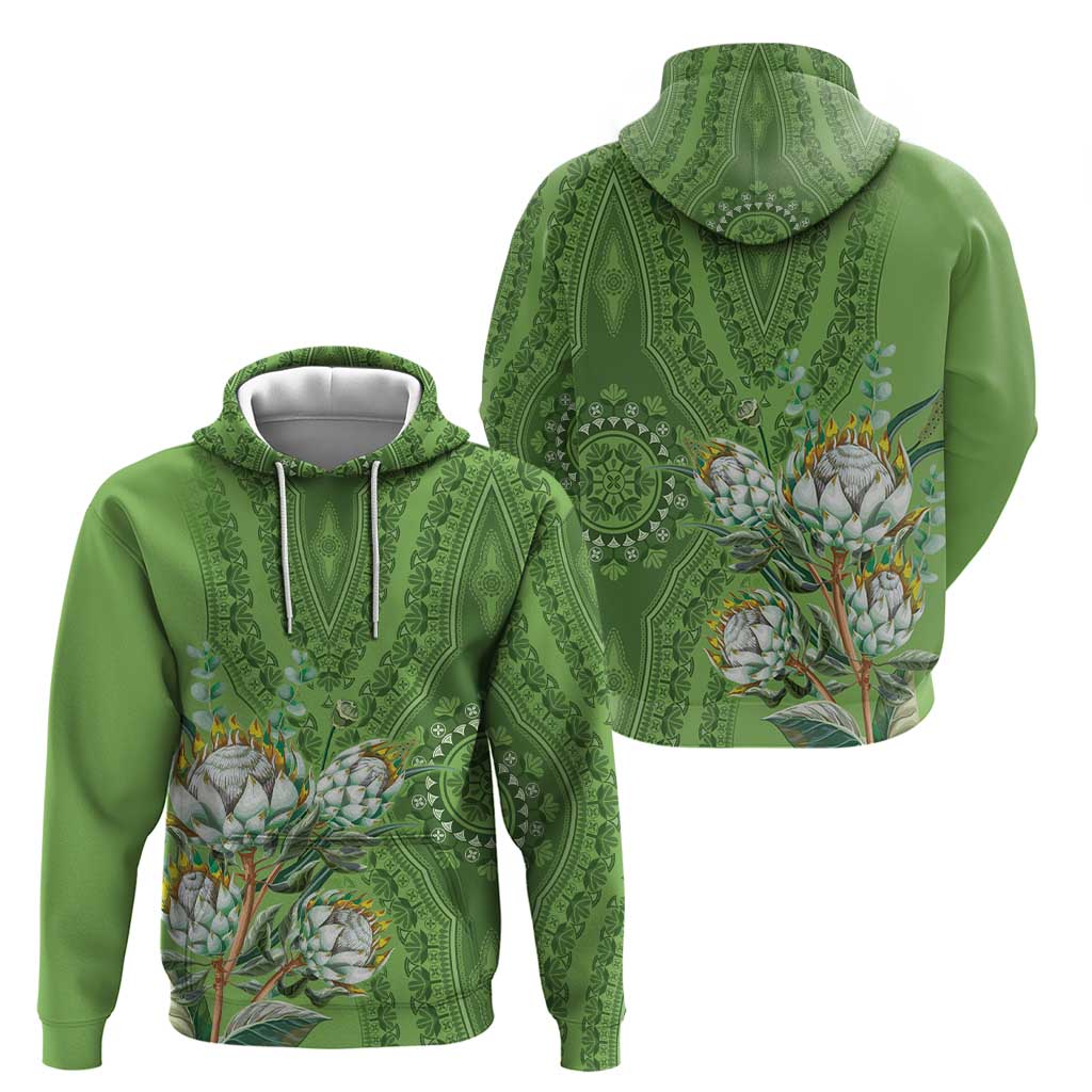 Africa King Proteas Dashiki Motif Hoodie Green Style LT9