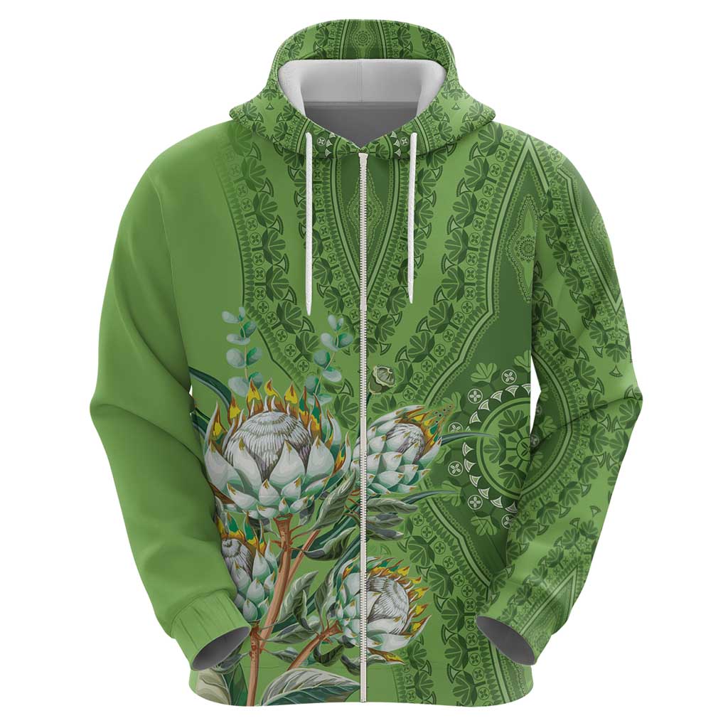Africa King Proteas Dashiki Motif Hoodie Green Style LT9