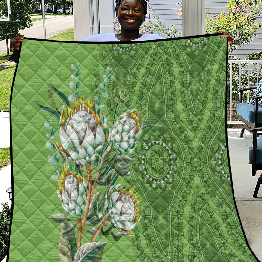 Afro King Proteas Dashiki Motif Quilt Green Style LT9