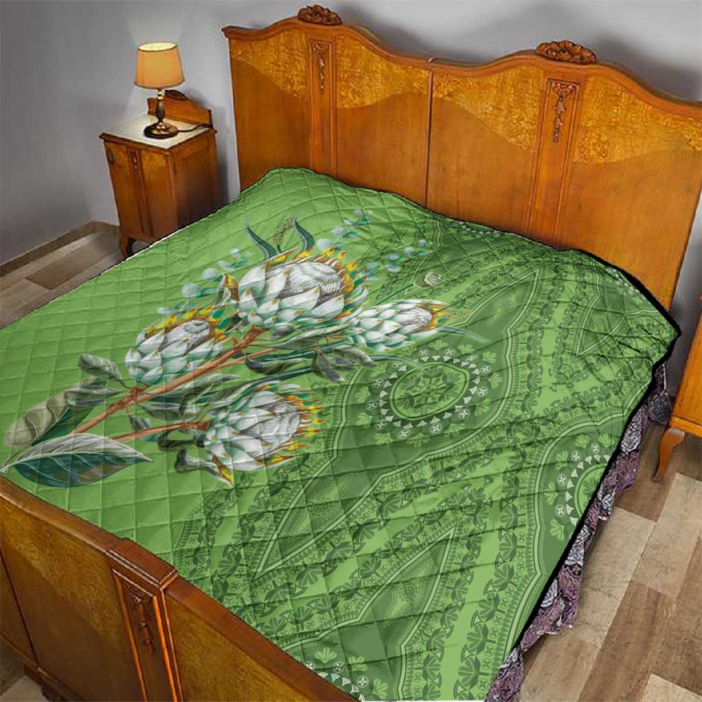 Afro King Proteas Dashiki Motif Quilt Green Style LT9
