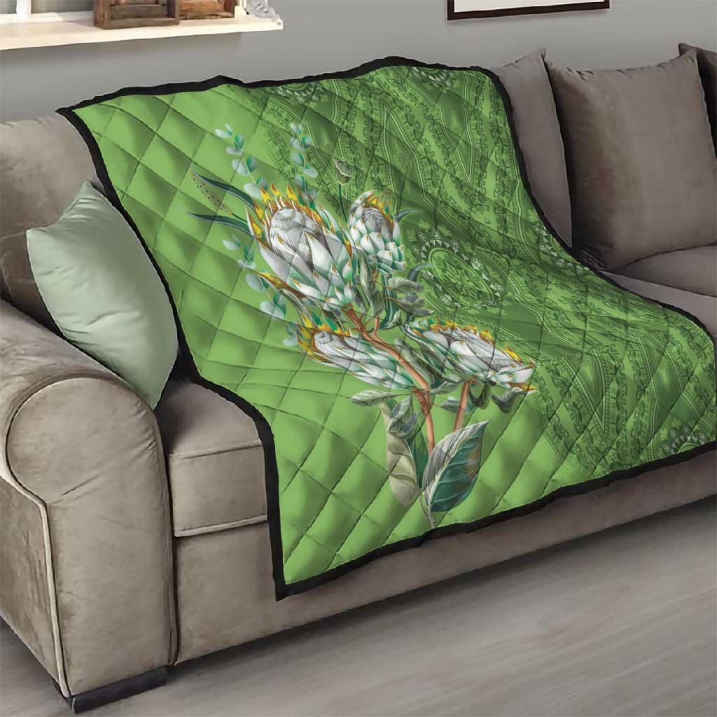Afro King Proteas Dashiki Motif Quilt Green Style LT9