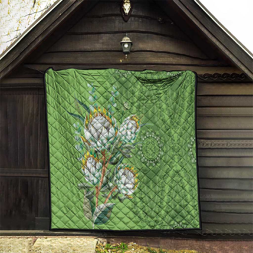 Afro King Proteas Dashiki Motif Quilt Green Style LT9