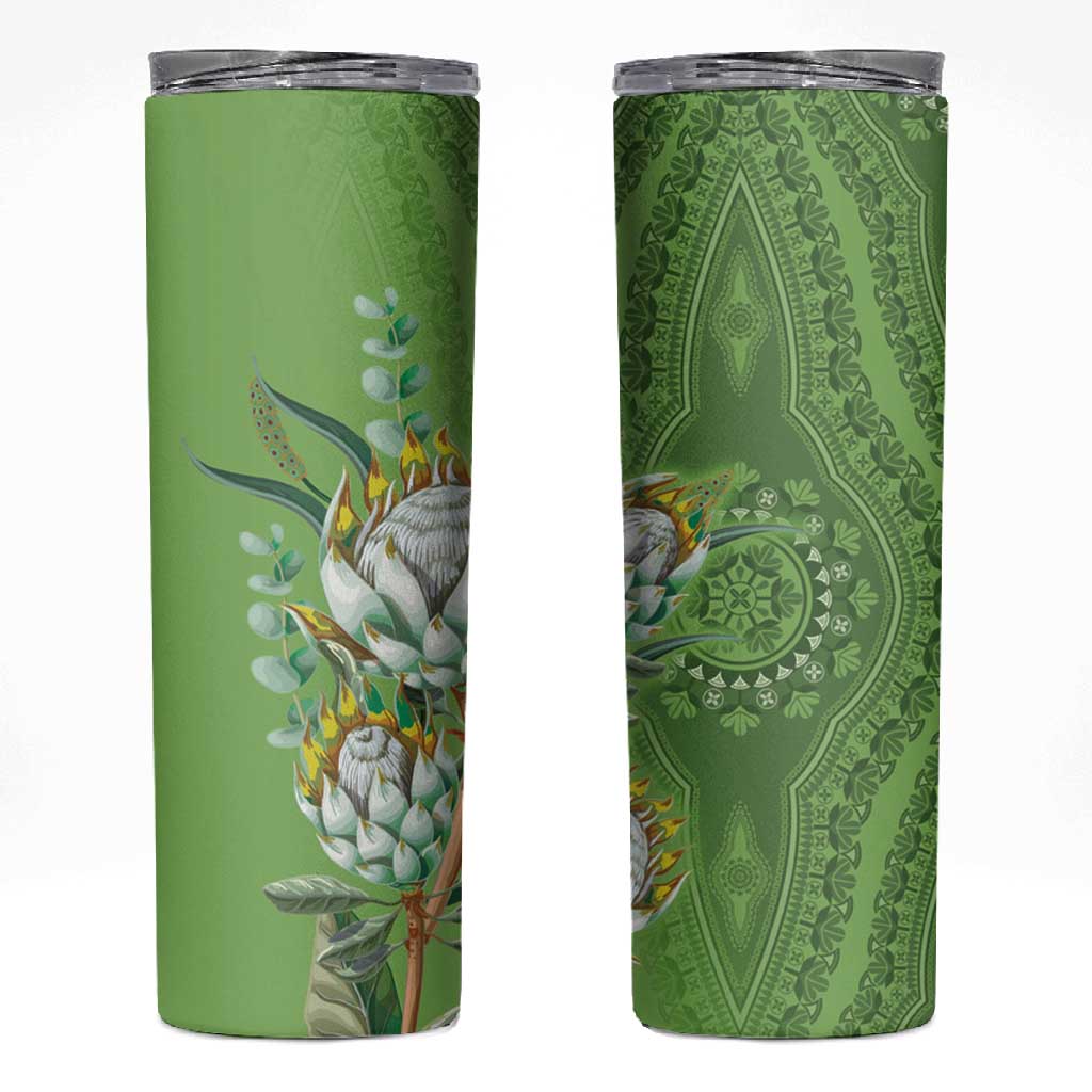 Afro King Proteas Dashiki Motif Skinny Tumbler Green Style LT9