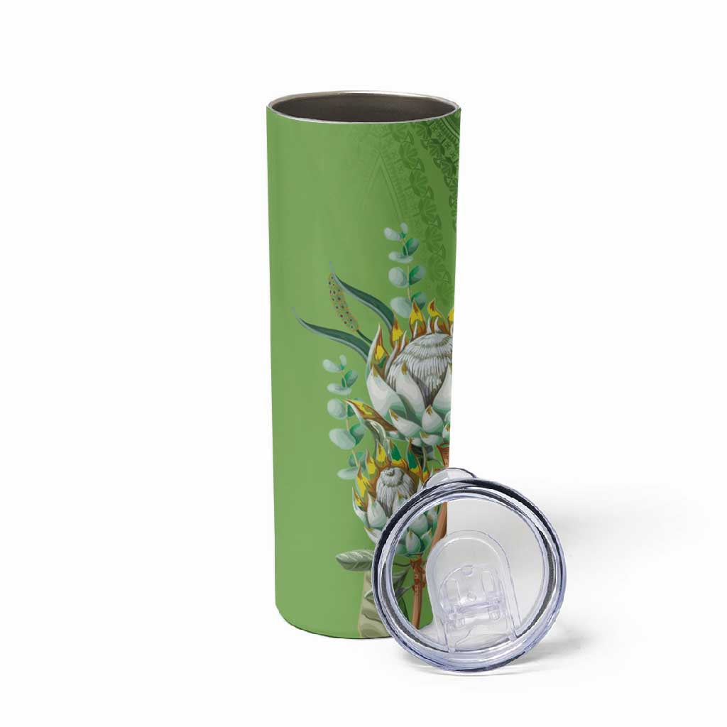 Afro King Proteas Dashiki Motif Skinny Tumbler Green Style LT9