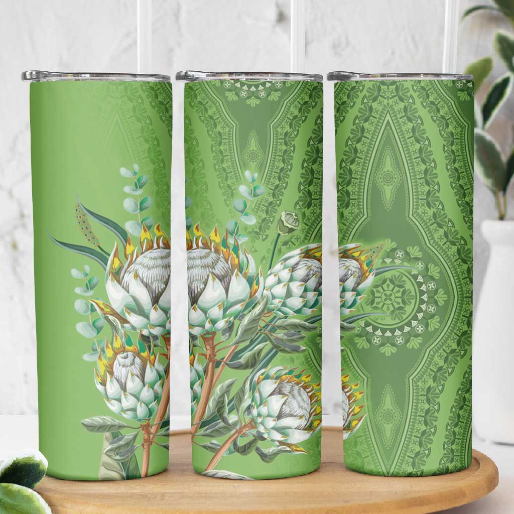 Afro King Proteas Dashiki Motif Skinny Tumbler Green Style LT9