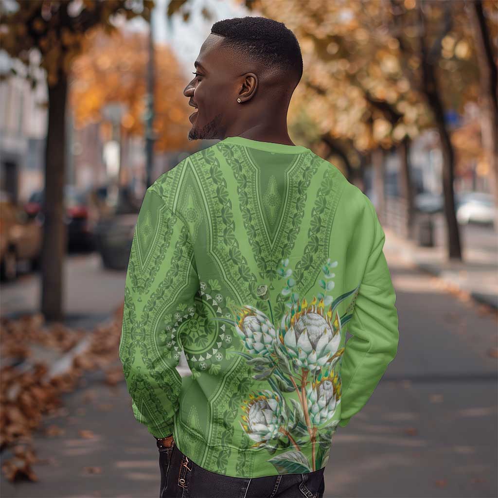 Afro King Proteas Dashiki Motif Sweatshirt Green Style LT9