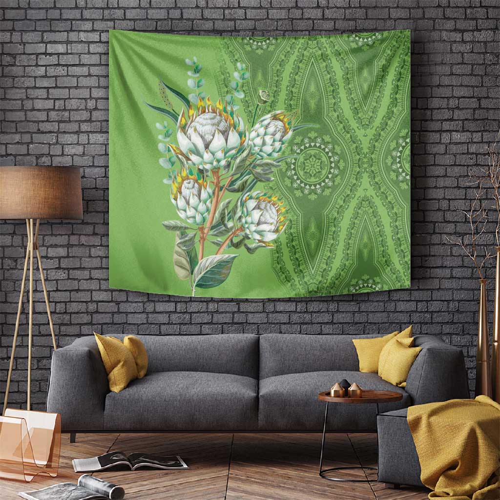 Afro King Proteas Dashiki Motif Tapestry Green Style LT9