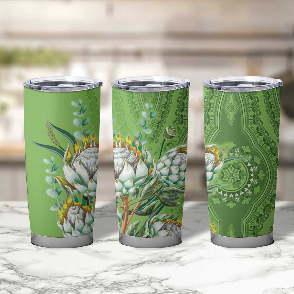 Afro King Proteas Dashiki Motif Tumbler Cup Green Style LT9
