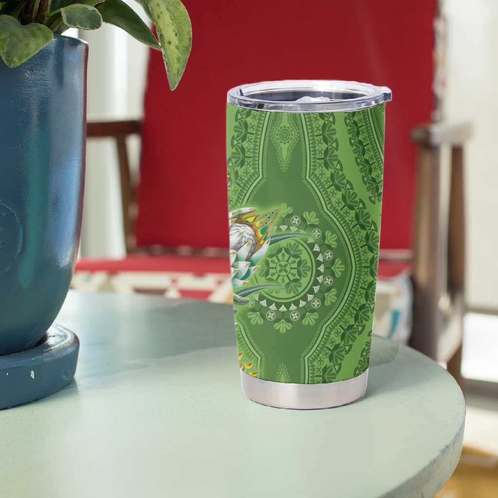 Afro King Proteas Dashiki Motif Tumbler Cup Green Style LT9