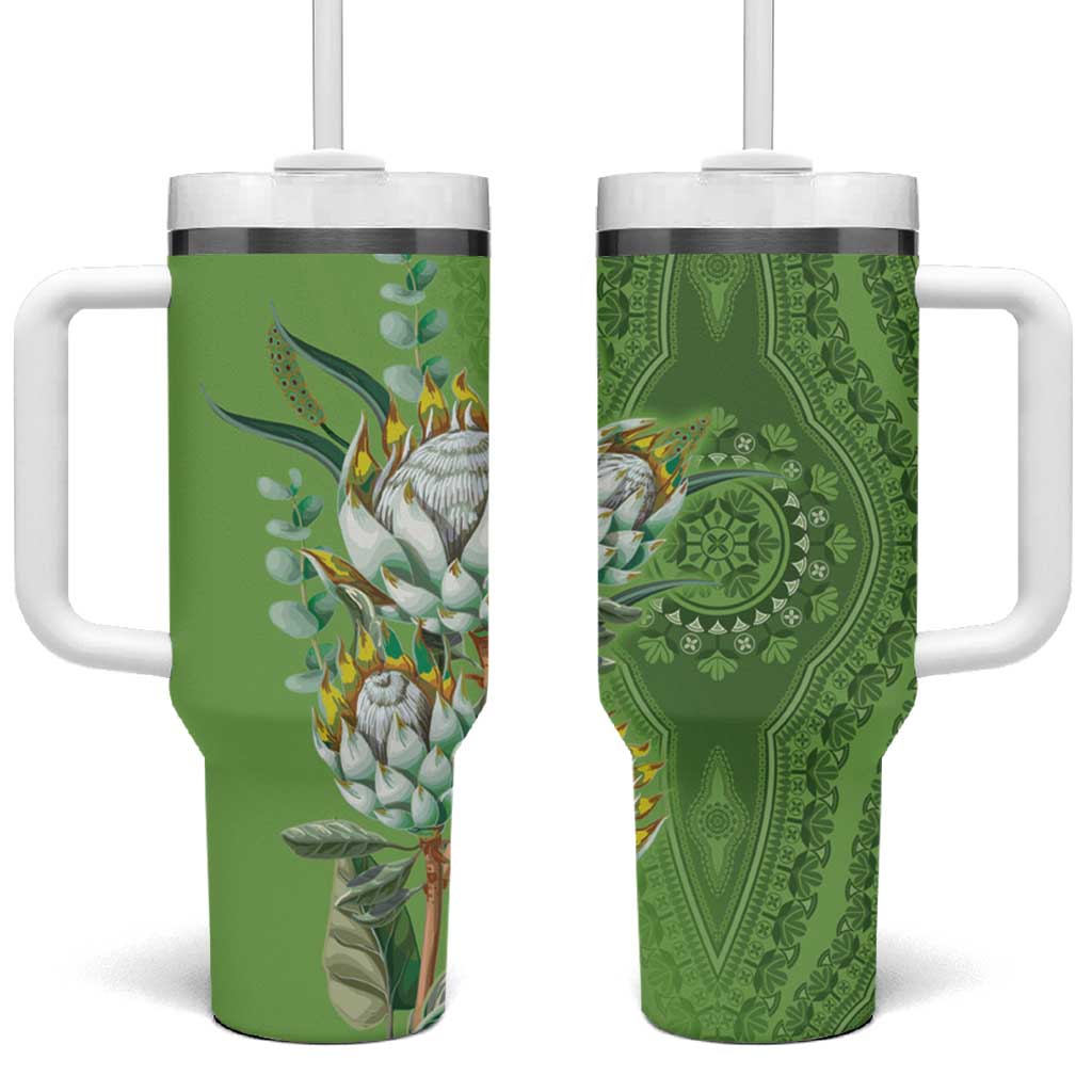 Afro King Proteas Dashiki Motif Tumbler With Handle Green Style LT9