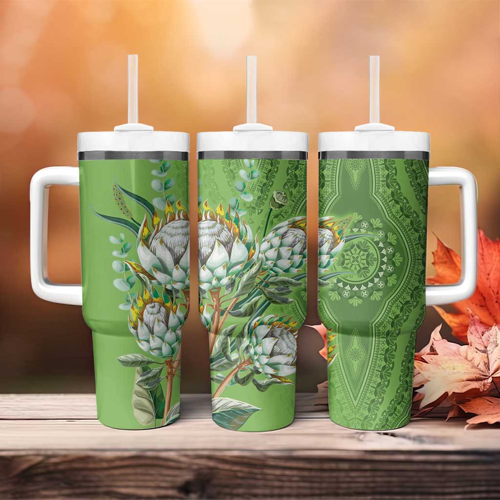 Afro King Proteas Dashiki Motif Tumbler With Handle Green Style LT9