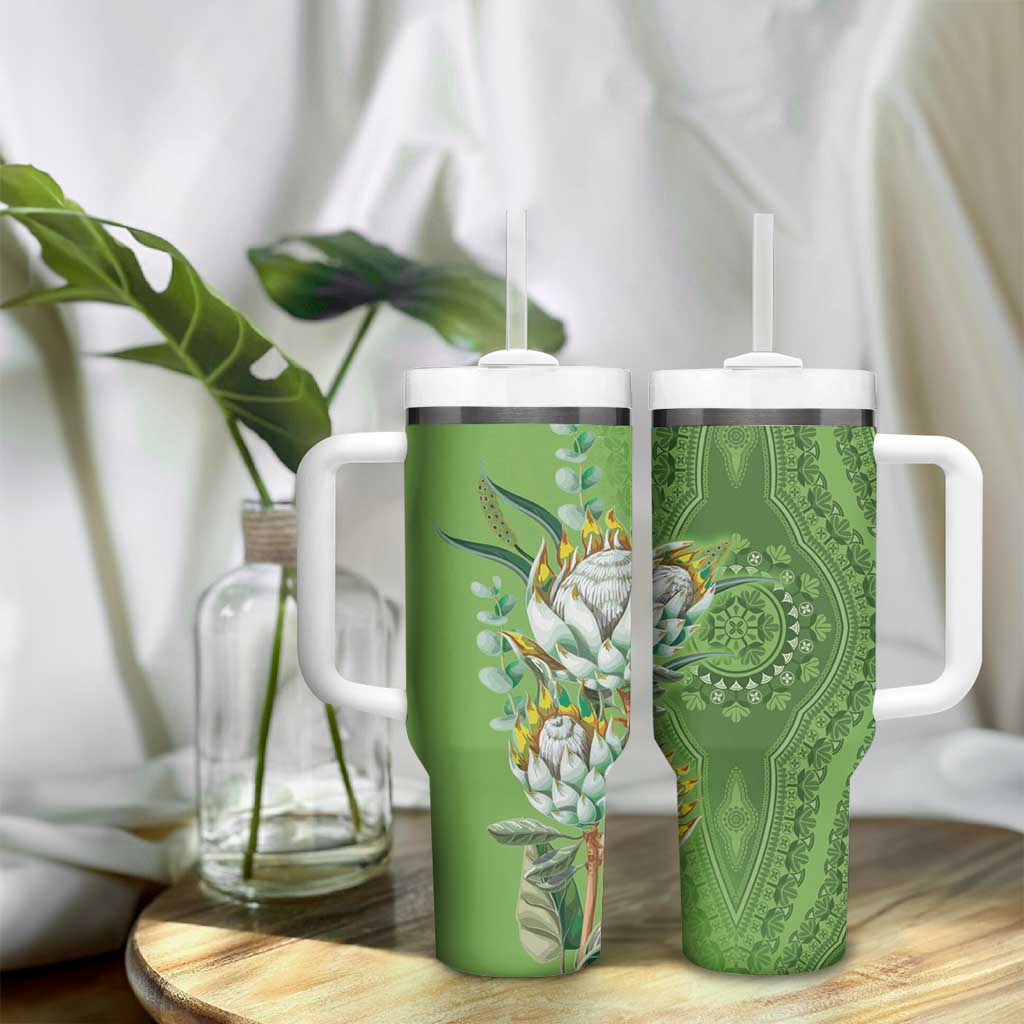 Afro King Proteas Dashiki Motif Tumbler With Handle Green Style LT9