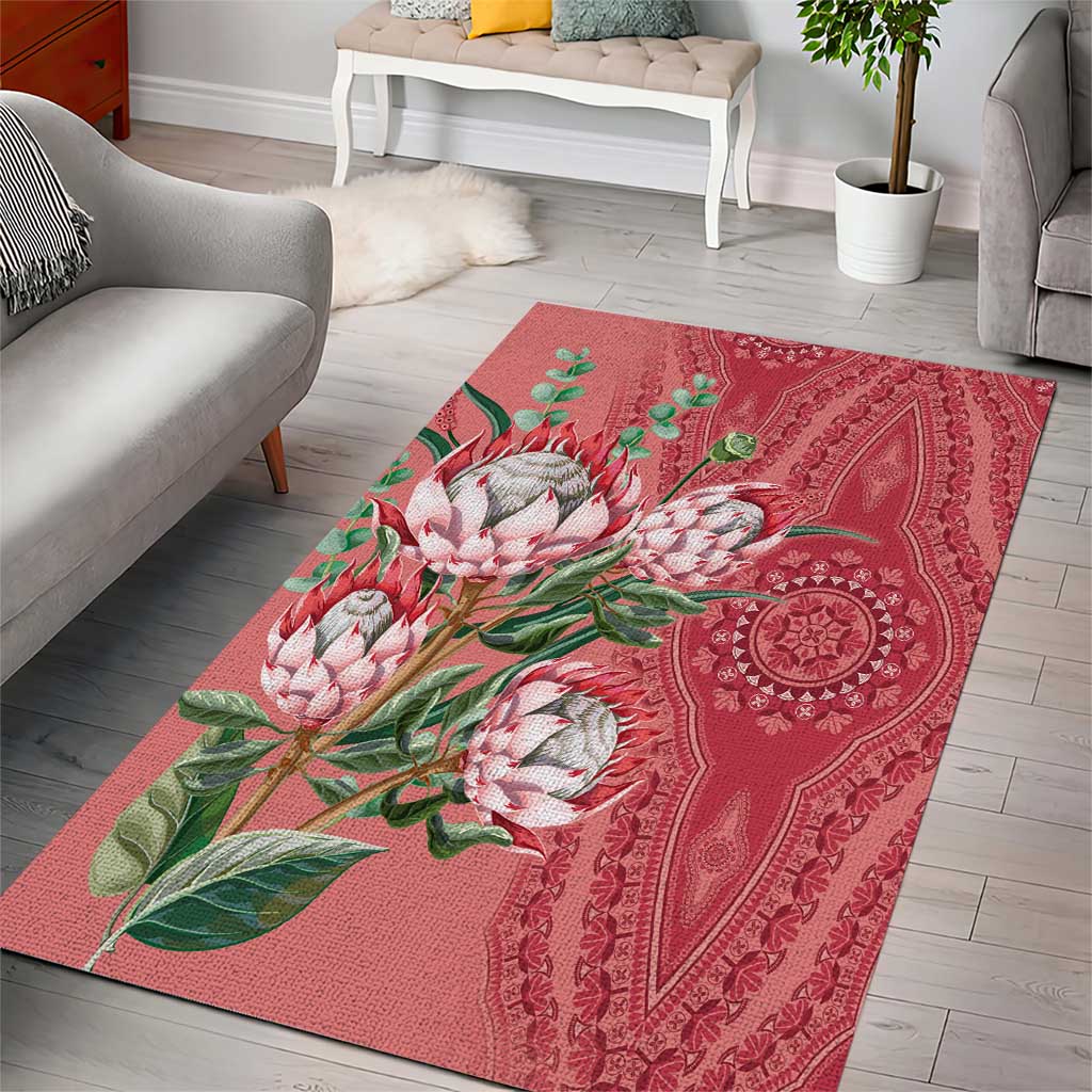 Afro King Proteas Dashiki Motif Area Rug Peach Style LT9