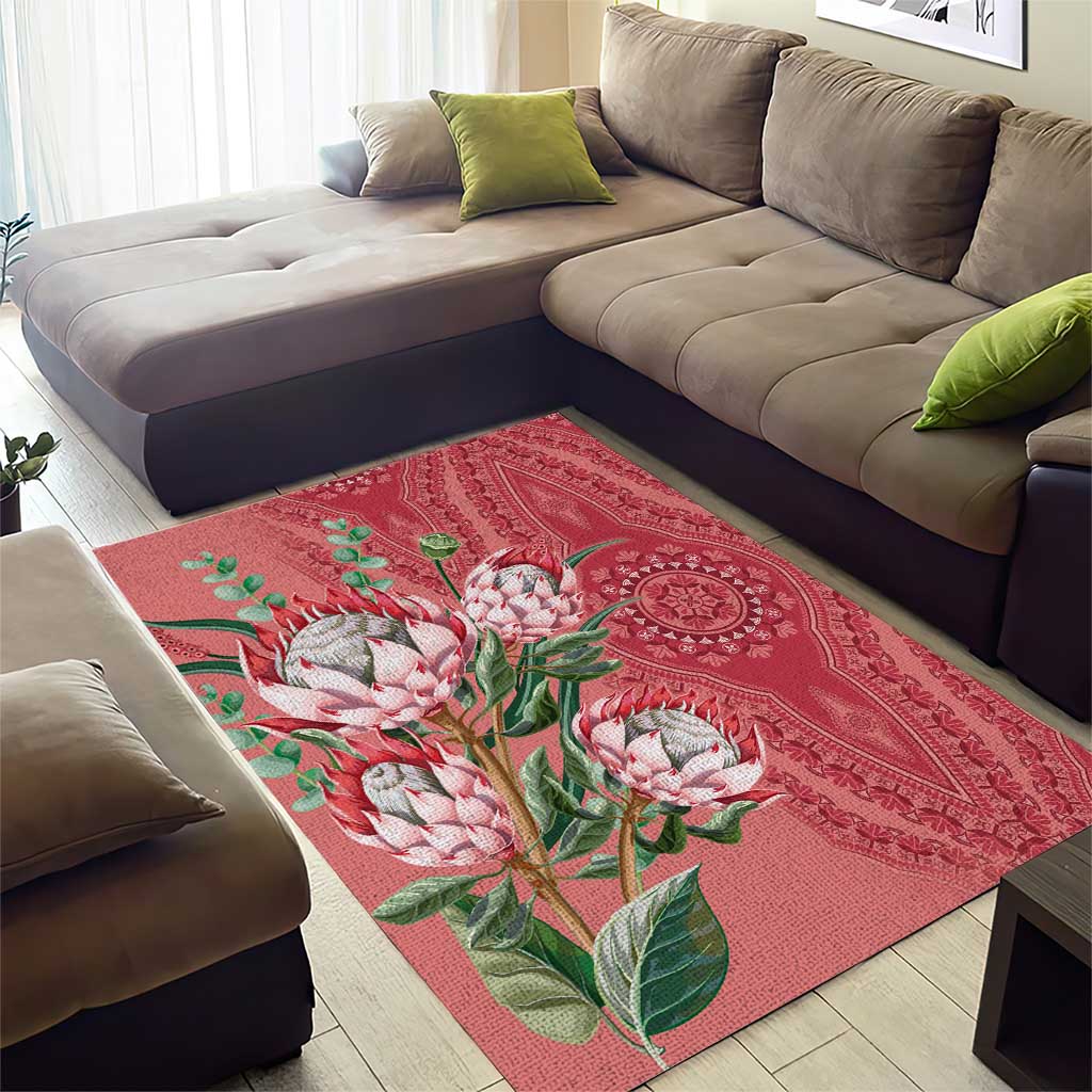 Afro King Proteas Dashiki Motif Area Rug Peach Style LT9