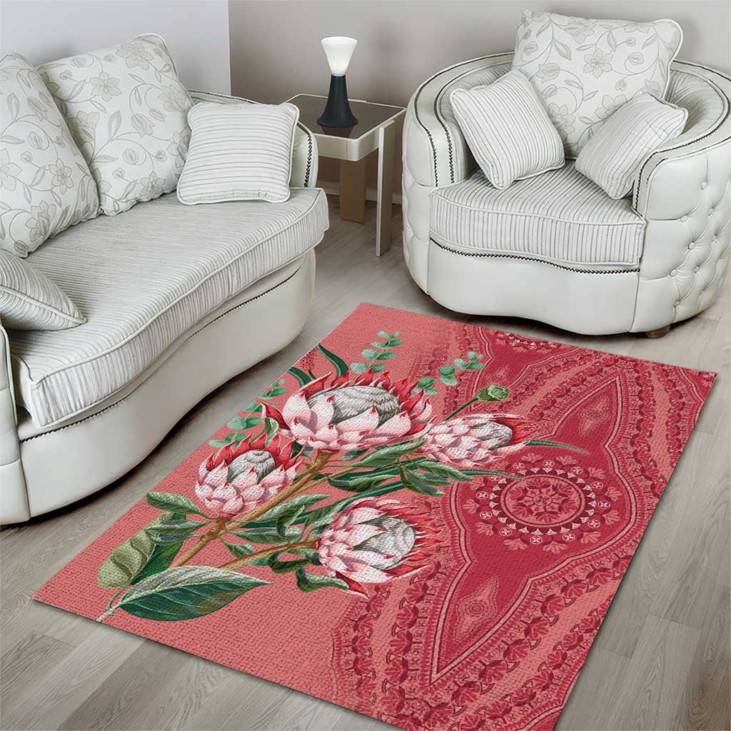 Afro King Proteas Dashiki Motif Area Rug Peach Style LT9