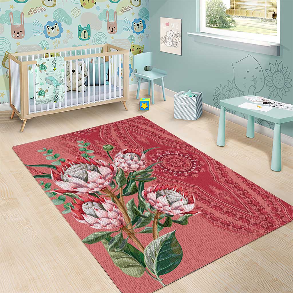 Afro King Proteas Dashiki Motif Area Rug Peach Style LT9