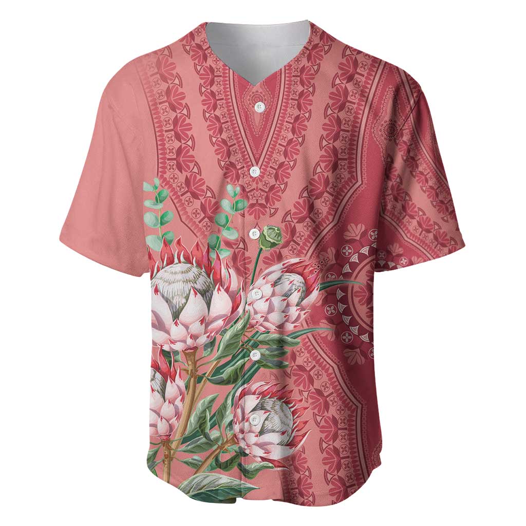 Afro King Proteas Dashiki Motif Baseball Jersey Peach Style LT9