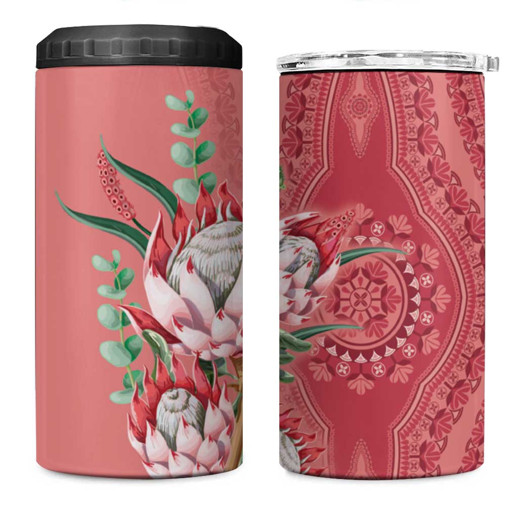 Afro King Proteas Dashiki Motif 4 in 1 Can Cooler Tumbler Peach Style LT9