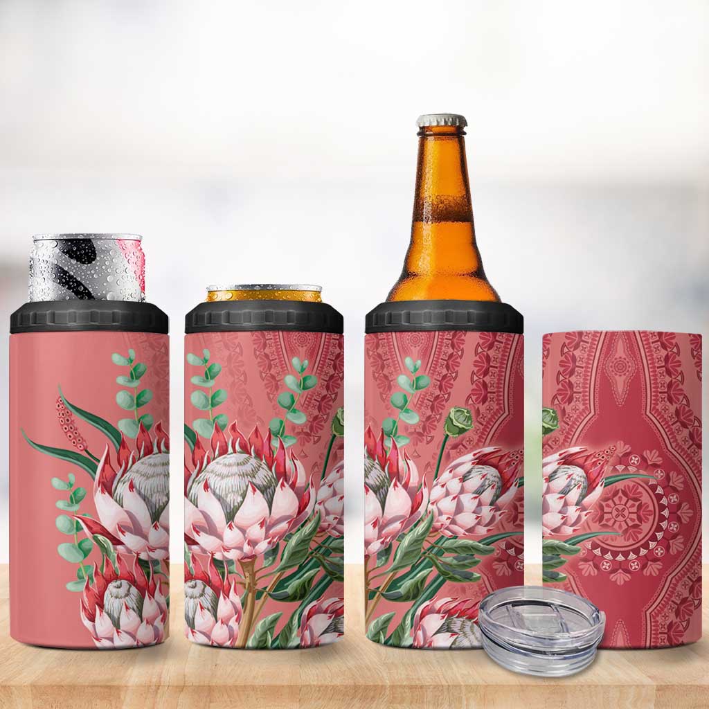 Afro King Proteas Dashiki Motif 4 in 1 Can Cooler Tumbler Peach Style LT9