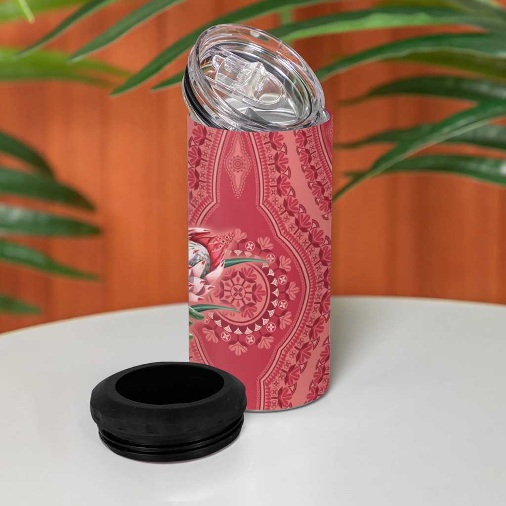 Afro King Proteas Dashiki Motif 4 in 1 Can Cooler Tumbler Peach Style LT9