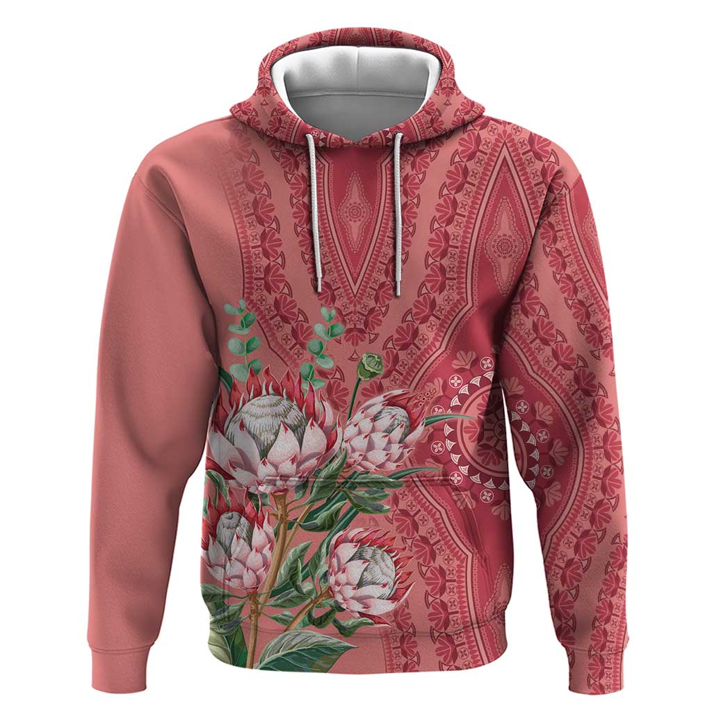 Africa King Proteas Dashiki Motif Hoodie Peach Style LT9