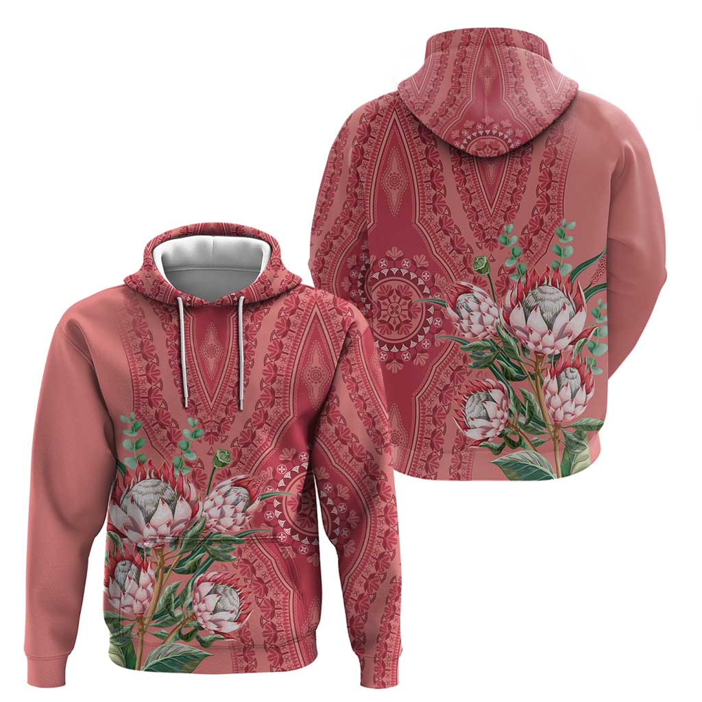 Africa King Proteas Dashiki Motif Hoodie Peach Style LT9