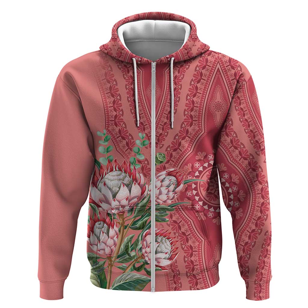 Africa King Proteas Dashiki Motif Hoodie Peach Style LT9