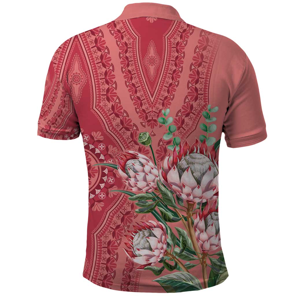 Africa King Proteas Dashiki Motif Polo Shirt Peach Style LT9
