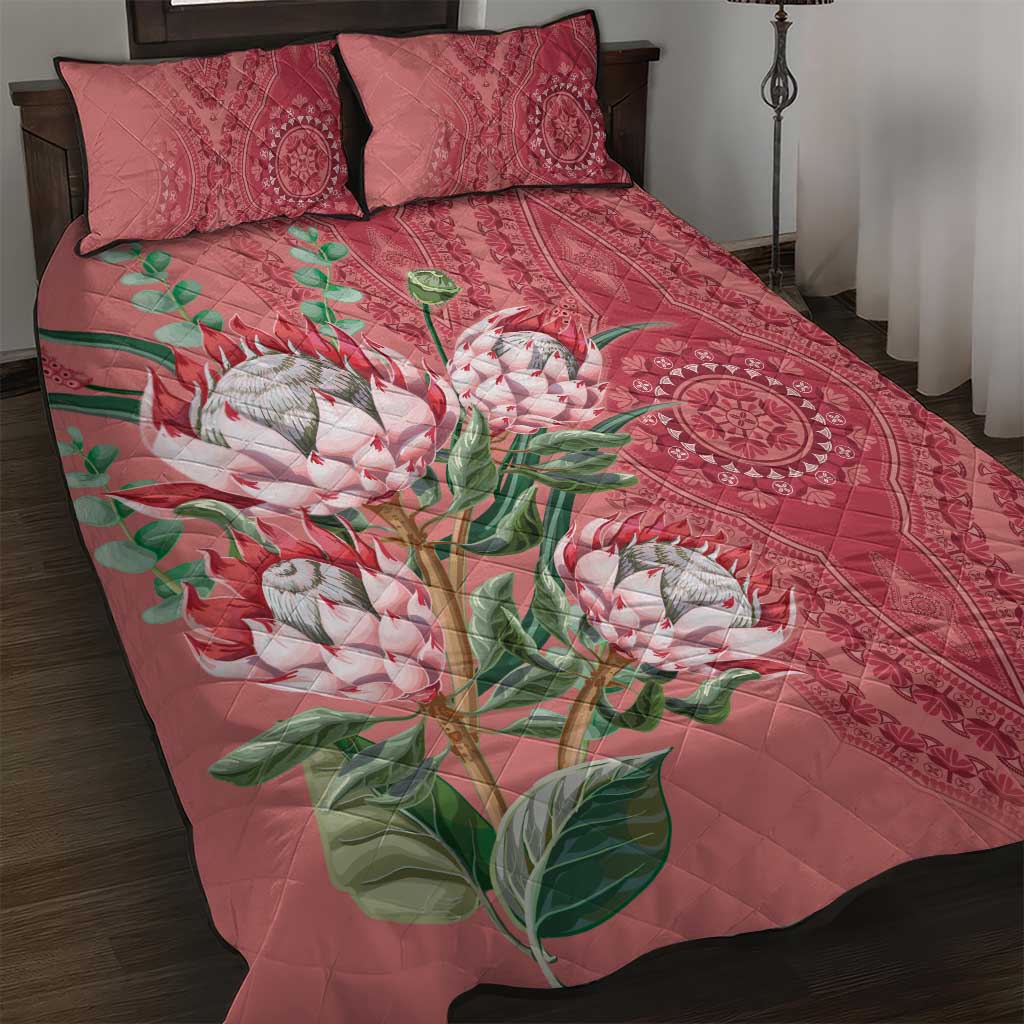 Afro King Proteas Dashiki Motif Quilt Bed Set Peach Style LT9