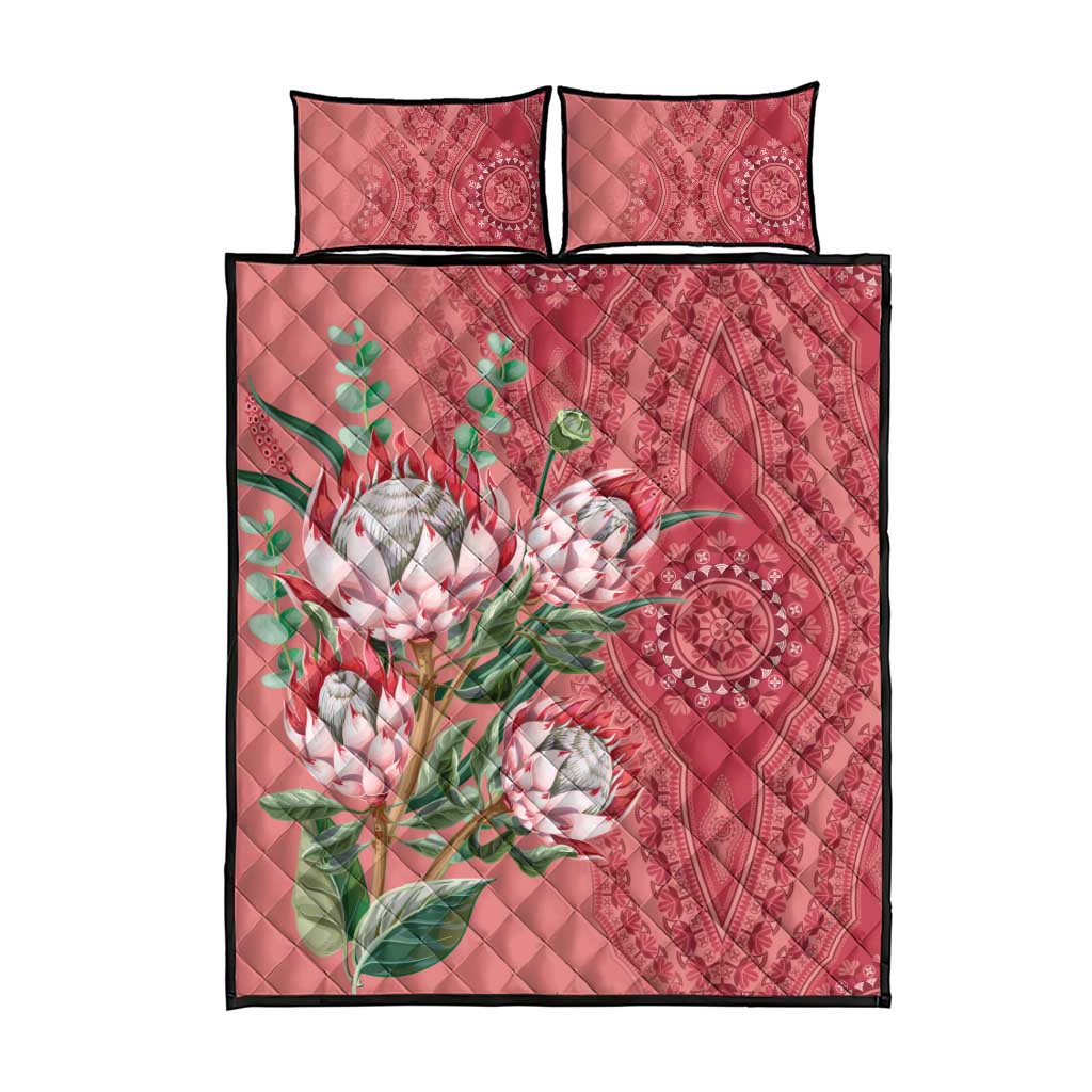 Afro King Proteas Dashiki Motif Quilt Bed Set Peach Style LT9