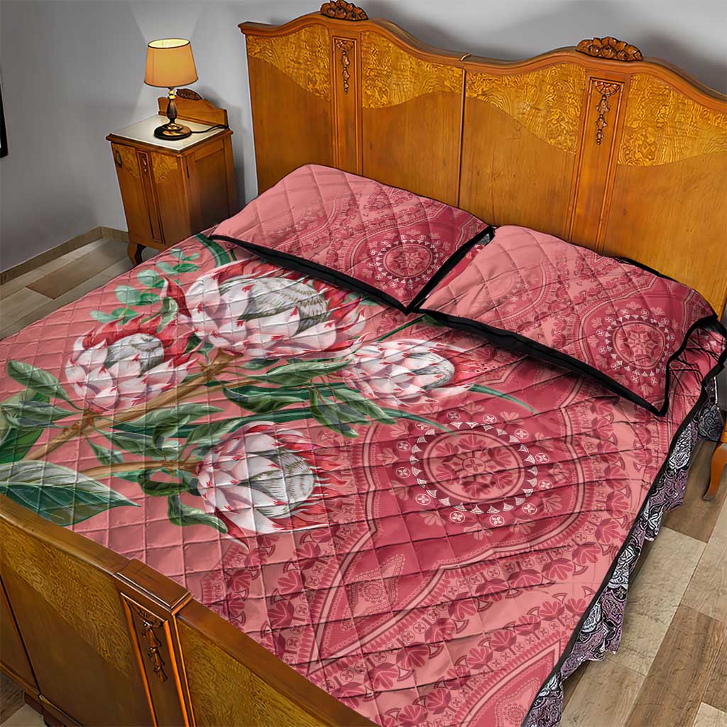 Afro King Proteas Dashiki Motif Quilt Bed Set Peach Style LT9
