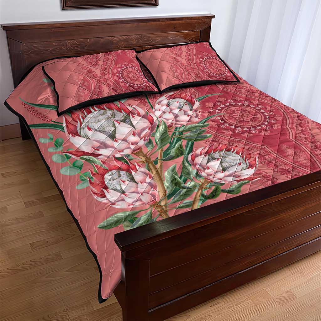 Afro King Proteas Dashiki Motif Quilt Bed Set Peach Style LT9