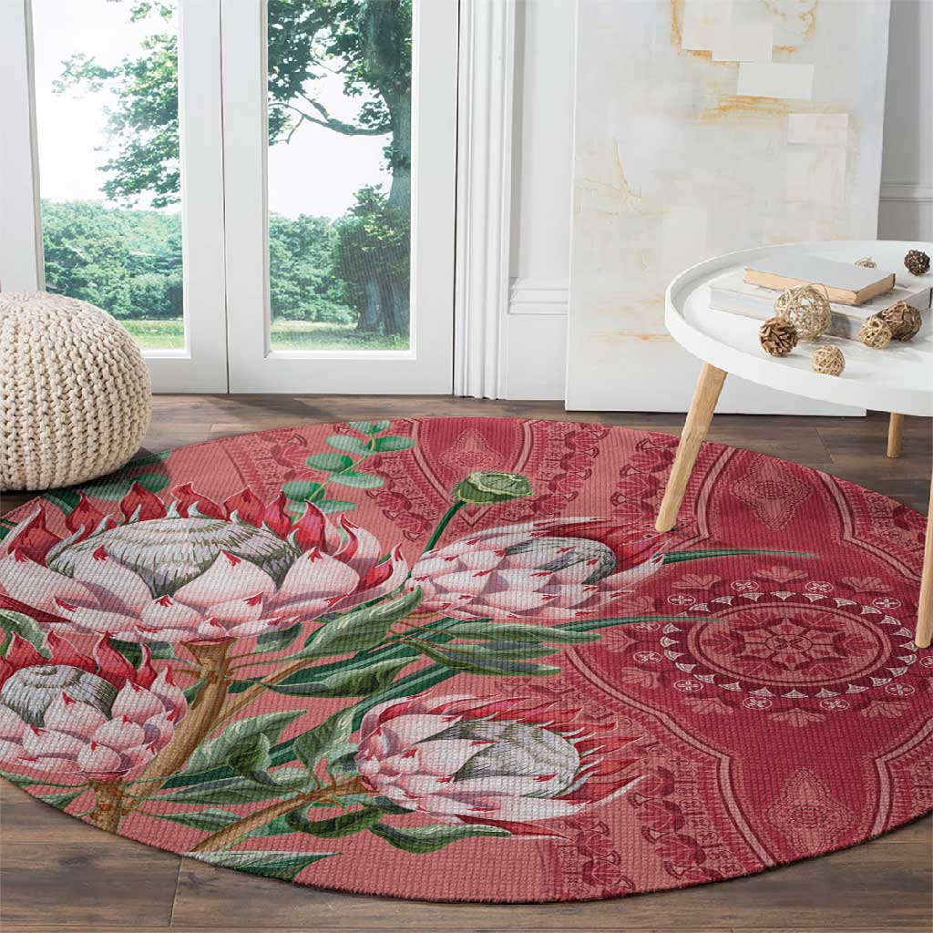 Afro King Proteas Dashiki Motif Round Carpet Peach Style LT9