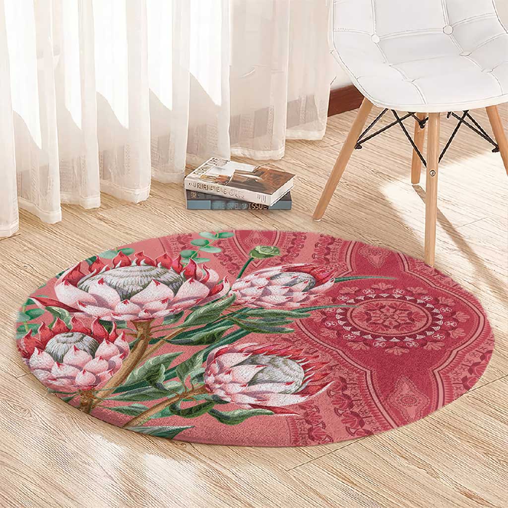 Afro King Proteas Dashiki Motif Round Carpet Peach Style LT9