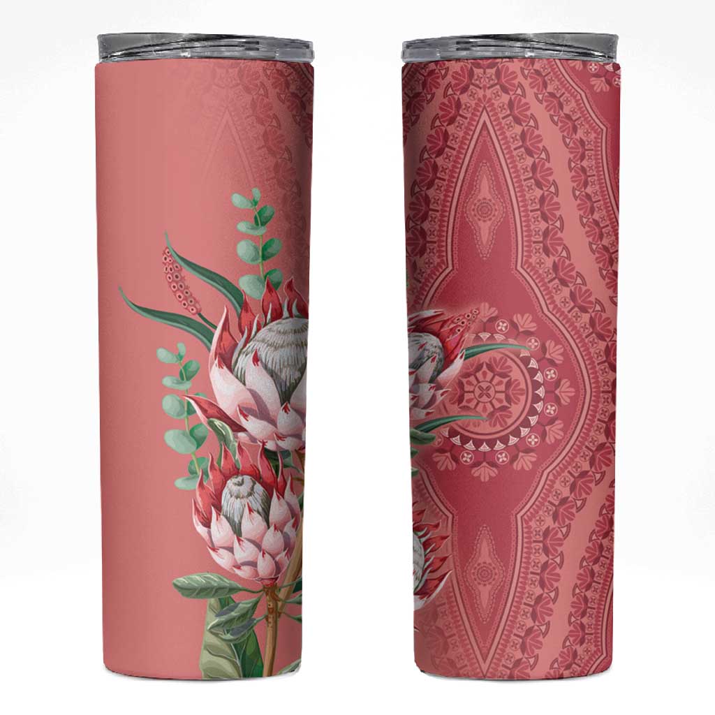 Afro King Proteas Dashiki Motif Skinny Tumbler Peach Style LT9