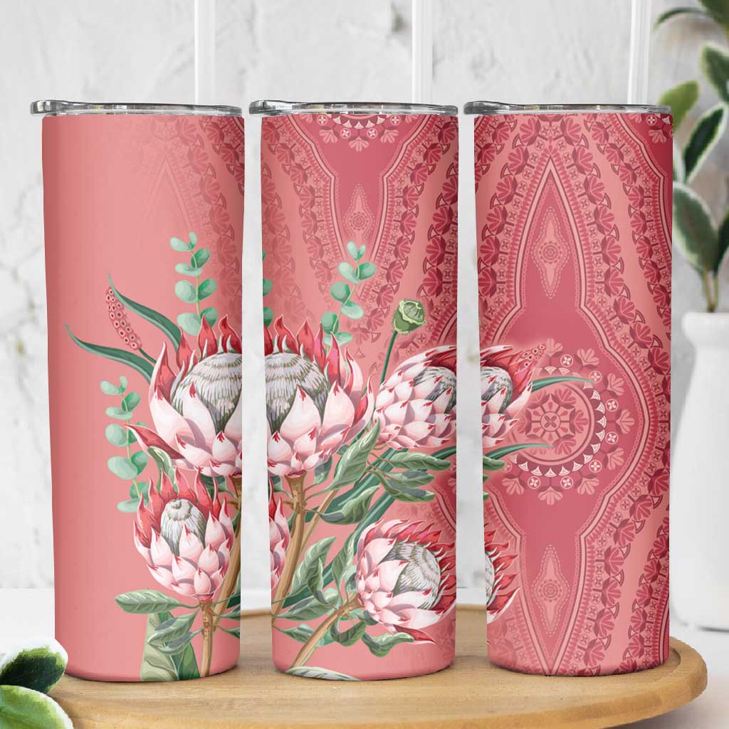 Afro King Proteas Dashiki Motif Skinny Tumbler Peach Style LT9