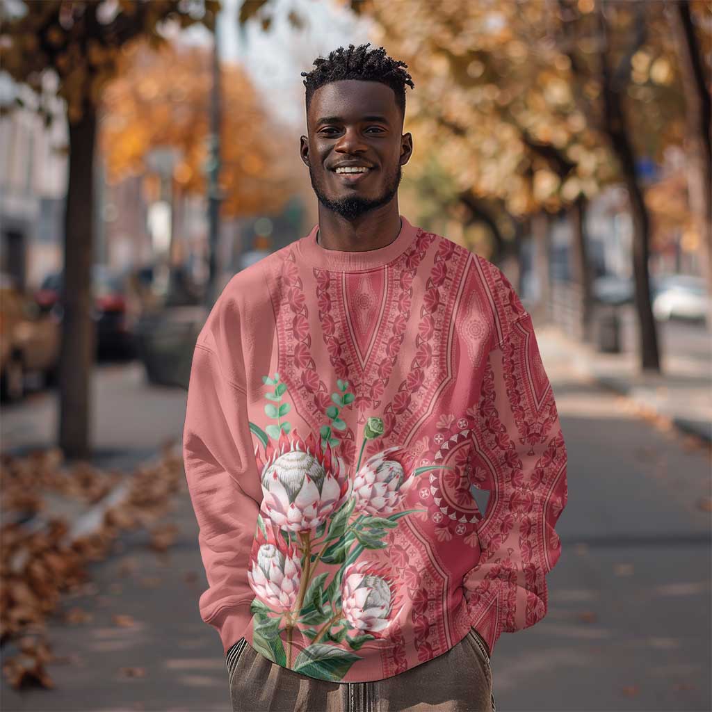Afro King Proteas Dashiki Motif Sweatshirt Peach Style LT9