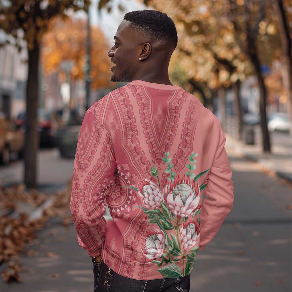 Afro King Proteas Dashiki Motif Sweatshirt Peach Style LT9