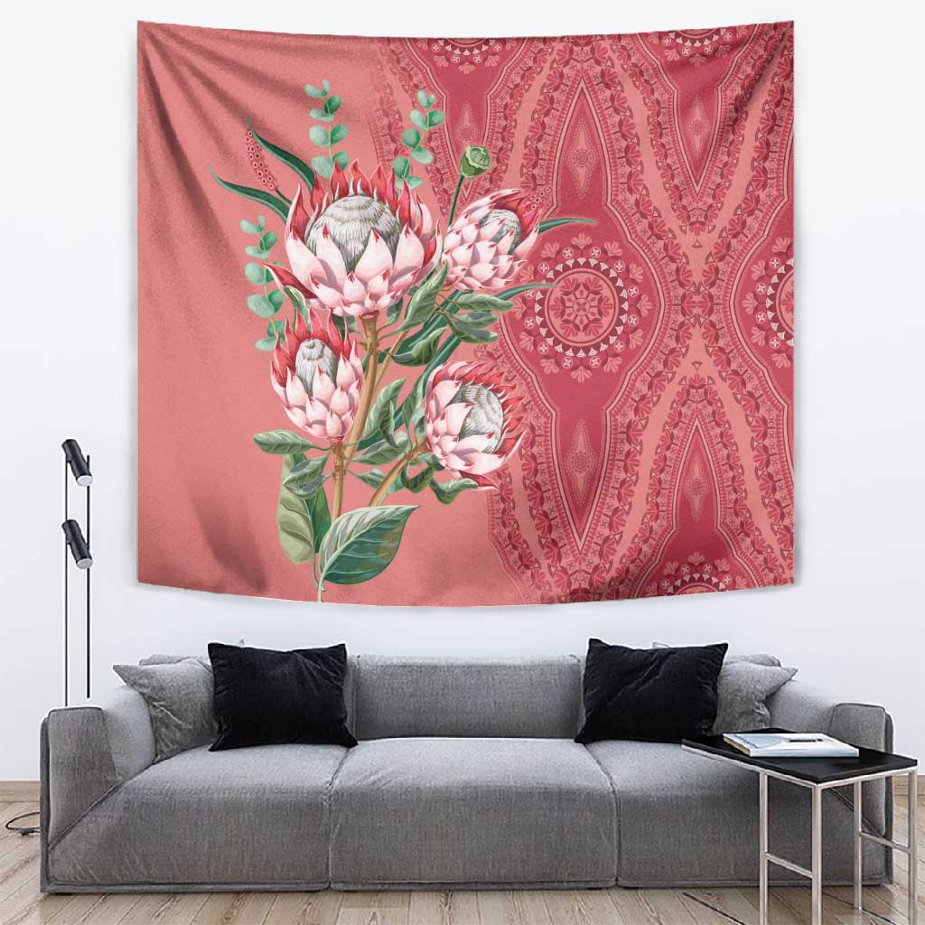 Afro King Proteas Dashiki Motif Tapestry Peach Style LT9