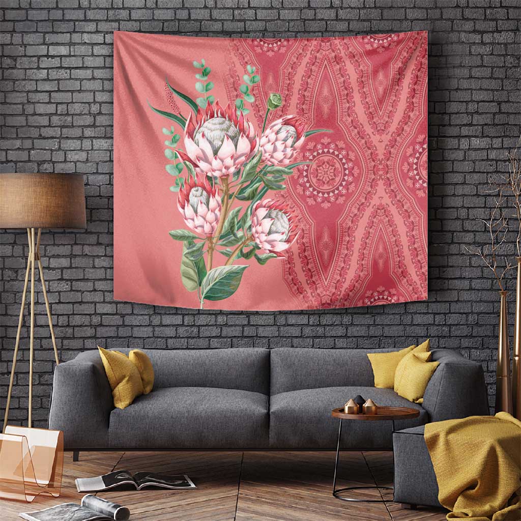 Afro King Proteas Dashiki Motif Tapestry Peach Style LT9