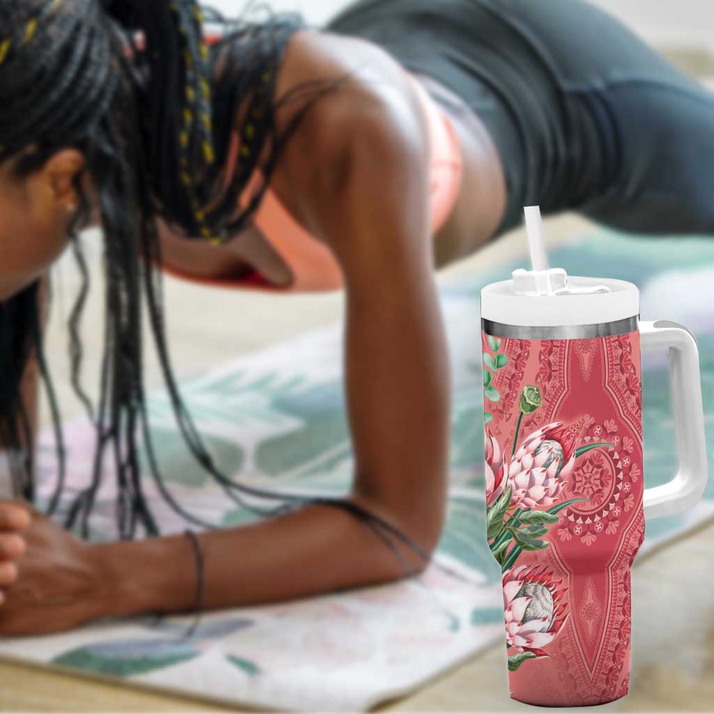 Afro King Proteas Dashiki Motif Tumbler With Handle Peach Style LT9